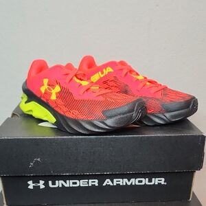 Under Armour Kids Neon Red and Lime Green Training Sneakers